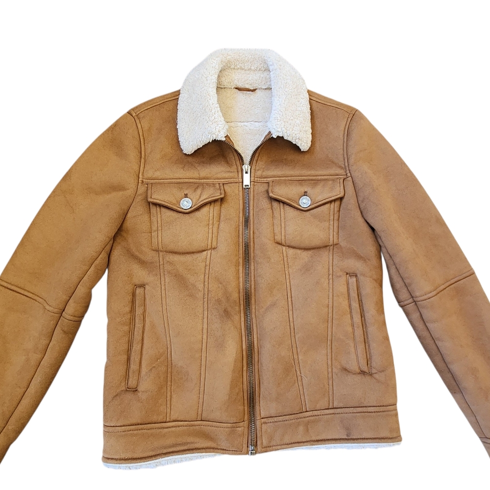 ASOS Tan Sherpa Collar Bomber Jacket- Women's Sz S